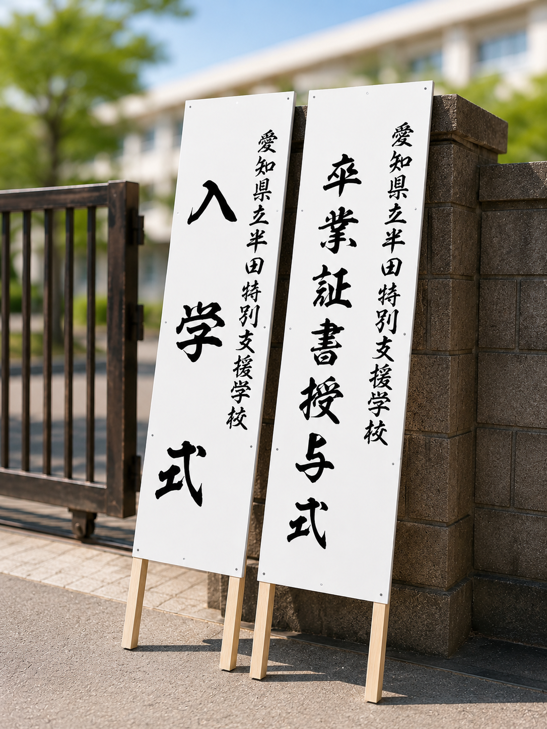 愛知県立半田特別支援学校様　入学式・卒業証書授与式用　看板制作