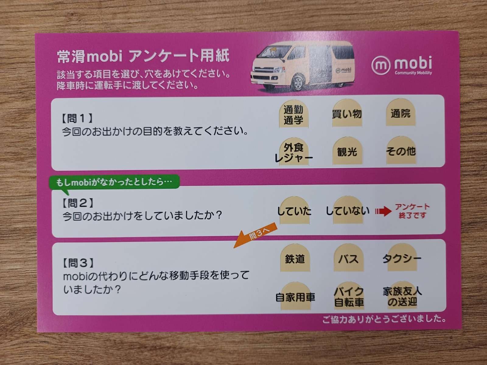 アンケート用紙